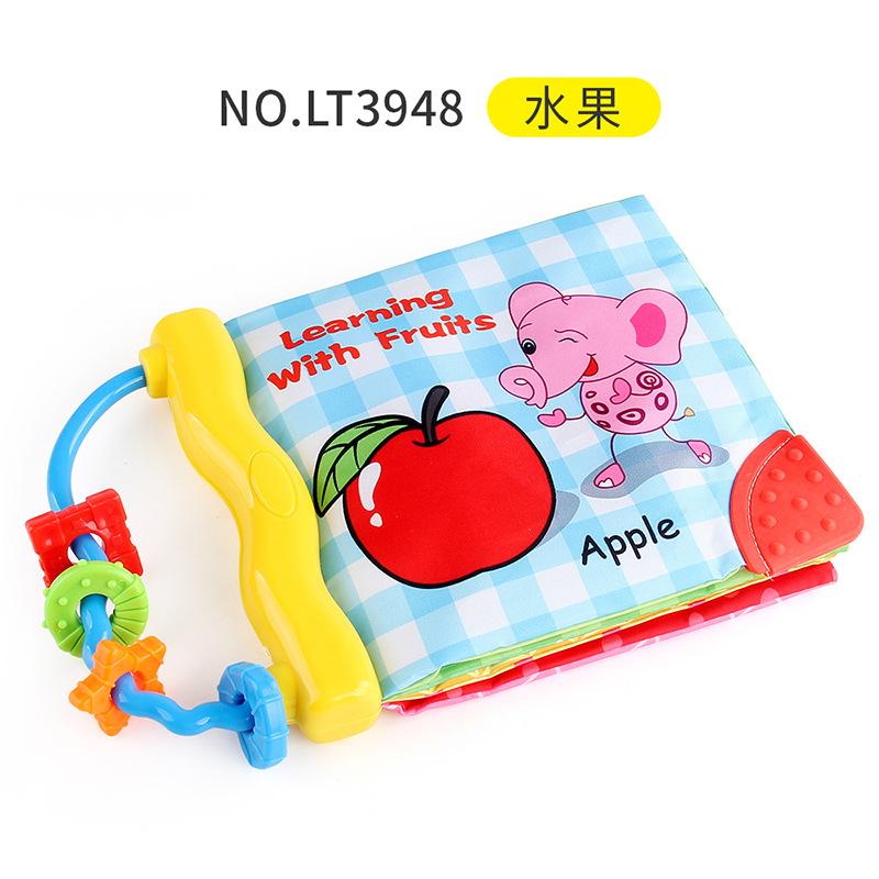 

Книга из ткани для раннего развития детей с образовательным английским языком, познанием животных, звуковой бумагой, детская ладошковая книга с зубным гелем синий