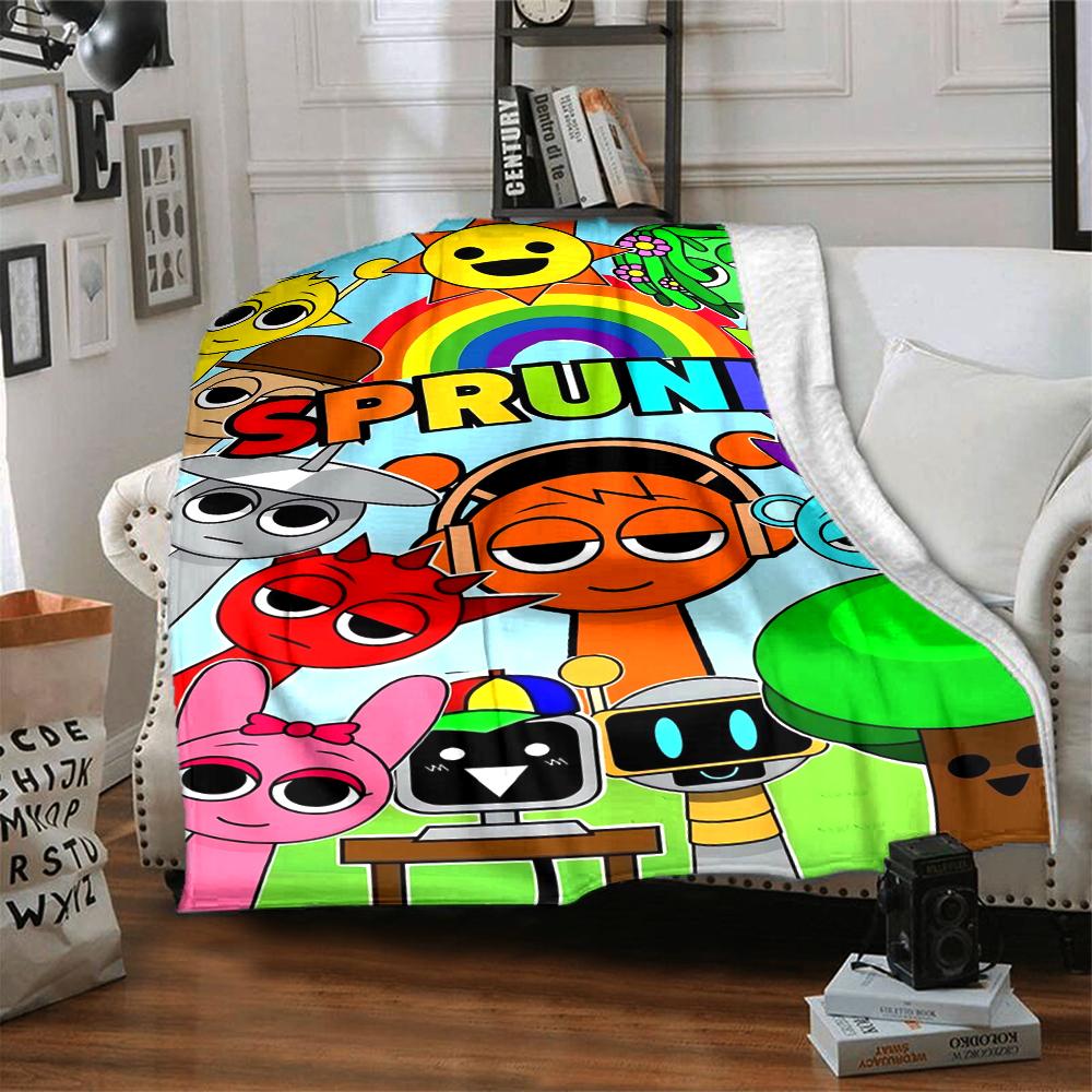 Coperta stampata a tema Sprunki - Perfetta per divano, letto, viaggi e uso all'aperto | Lavabile in lavatrice, accogliente e resistente.