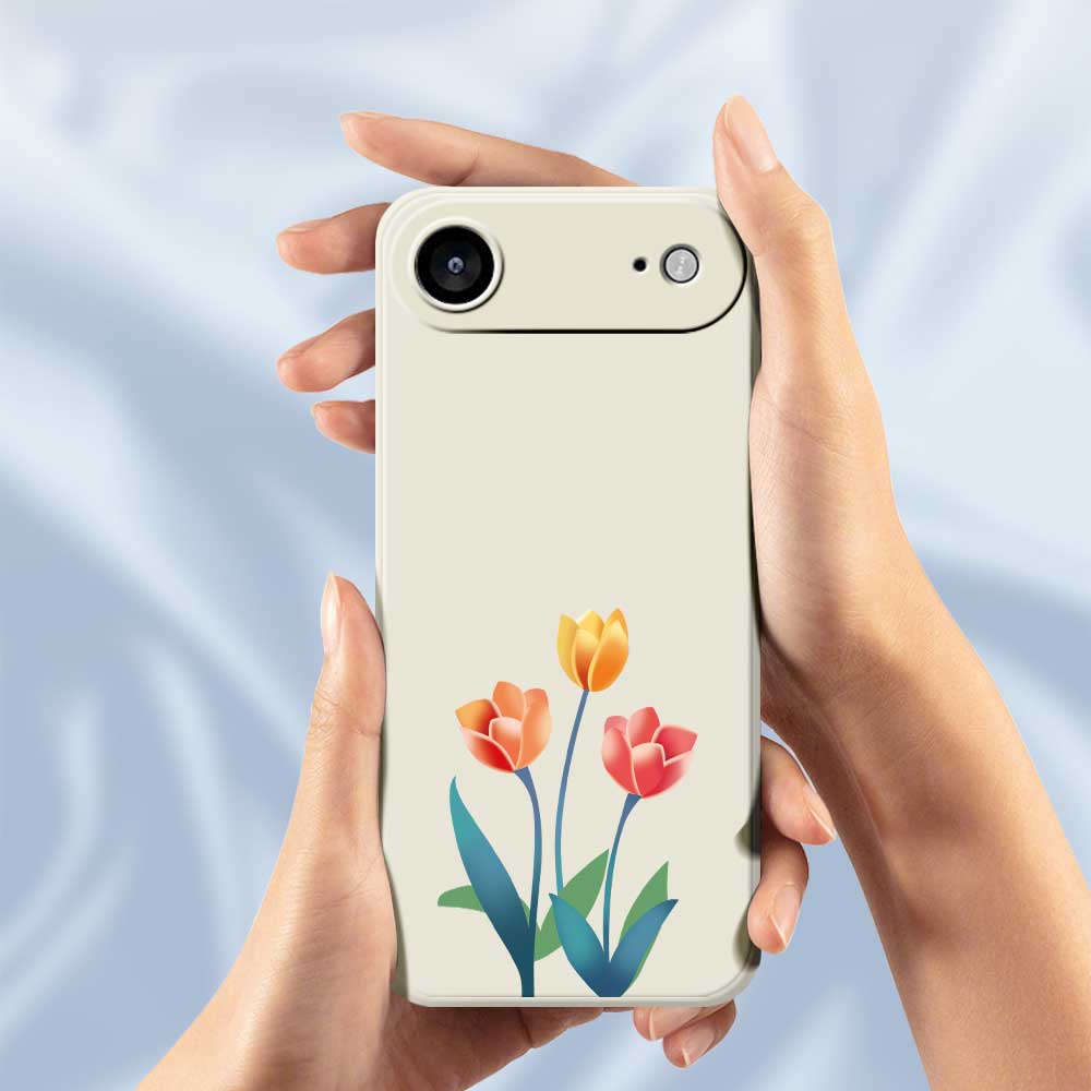 For iPhone 17 Air Case Three Flowers Pattern Printing Straight Edge TPU Phone Back Cover