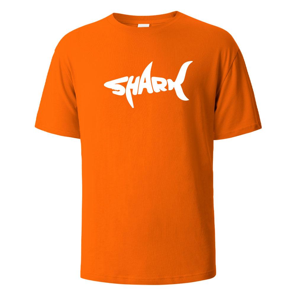 Cotton Shark Print T-Shirt 100% Cotton Summer Tees For Men Women Oversize Casual Tops