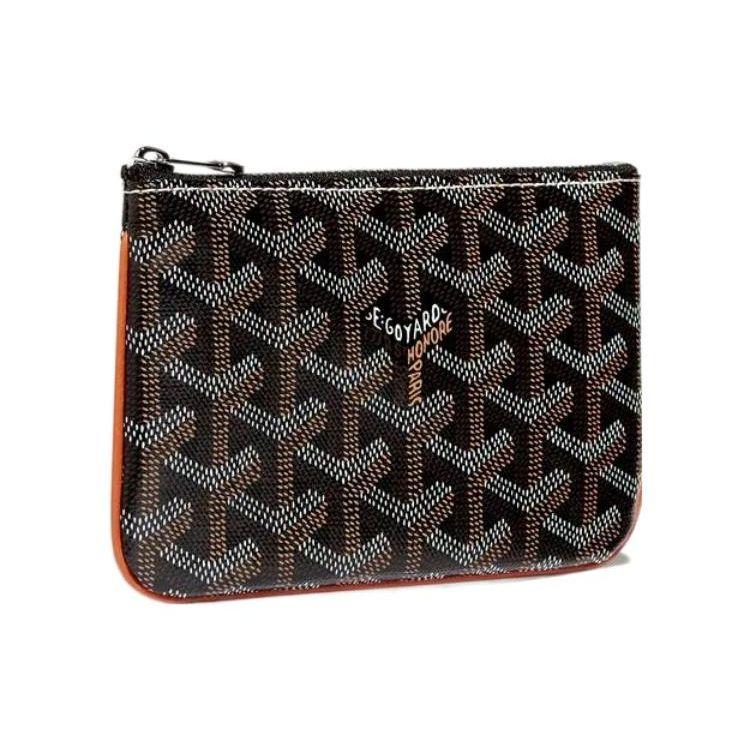 Goyard Senat Y Monogram Canvas And Calfskin Zip Wallet Clutch Mini Unisex Wallets Brown SENAT2MINTY-01CL03P
