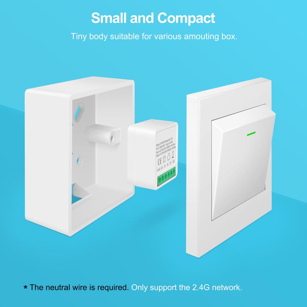 1pc 16A Mini Wifi DIY Light Switches Module 2-way Control Work With Tuya Smart Life Alexa Alice Google Home