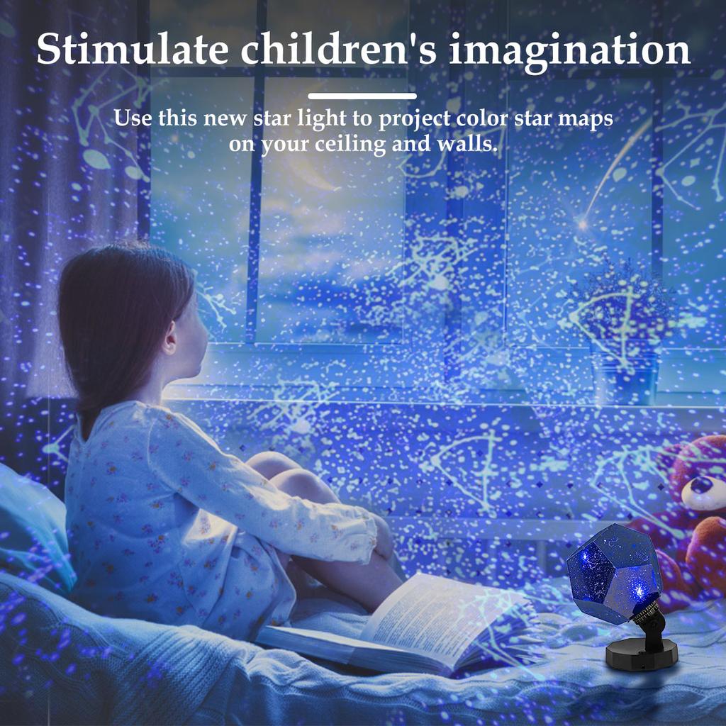 Star Projector Galaxy Lamp Starry Sky Night Light 360° Rotating Rechargeable 3-Color Star Sky Light Projector Bedside Light Gift