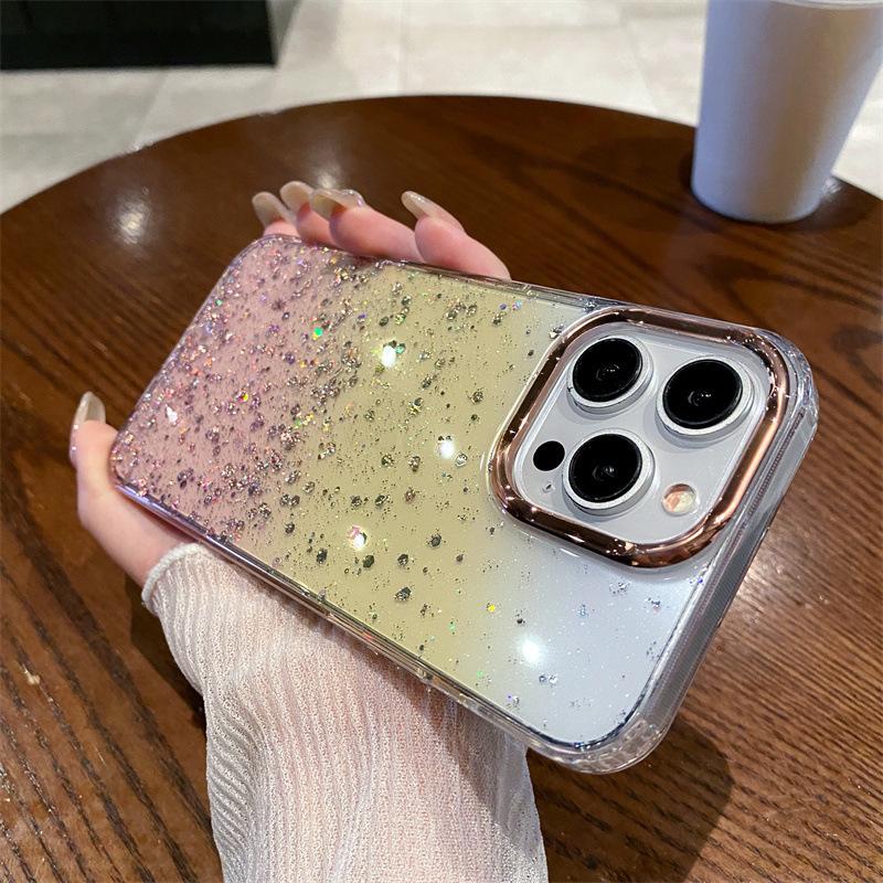 Applicable iPhone17 gold foil mobile phone case magnetic suction apple 15pro starry sky transparent mate60pro protective case