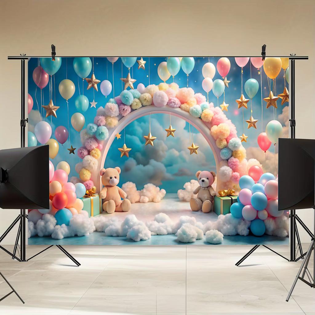 3D Balloons Rainbow Happy Birthday Photography Backdrop Colorful Girl Boy Birthday Party Baby Shower Decor Photozone Background