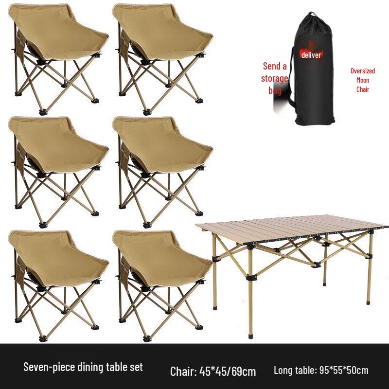 Outdoor Folding Camping Table & High-Back Chair Set