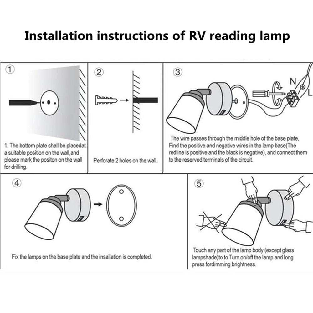 3W 2A LED Swivel Sofa Bedside Reading Light RV Camper Wall Desk Book Lamp Warm