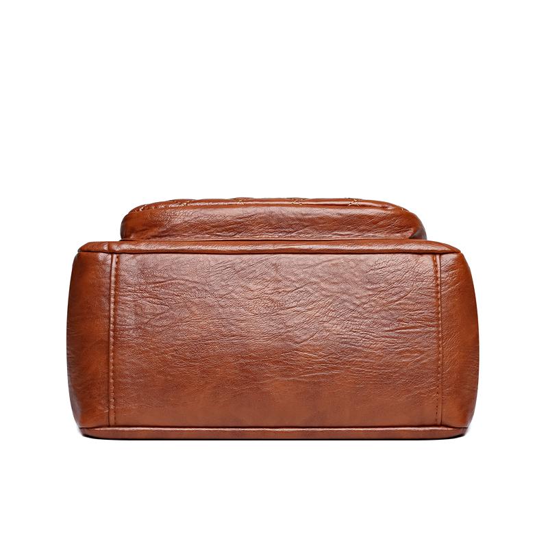 Large Capacity Shoulder Bag Soft Leather Women's Vintage Commuter Tote Bag Multi-Compartment Crossbody Bag