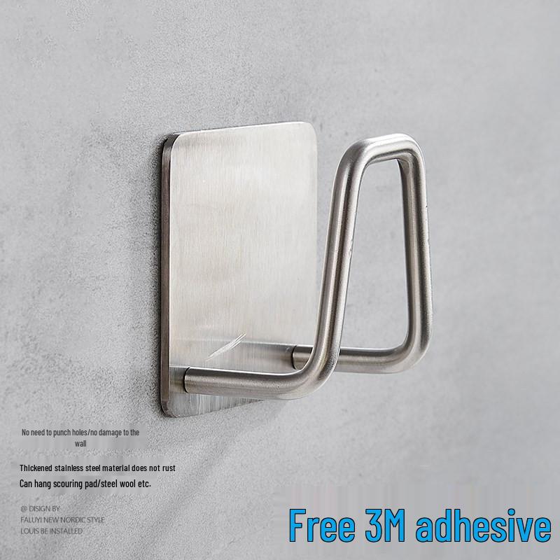 Punch-Free Stainless Steel Sponge Holder - Wall-Mounted Sink Storage Rack