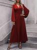 Modisches Europäisches/Amerikanisches Langarm-Schlitz-Rüschen-Laternenkleid für Damen, Herbst/Winter 2026