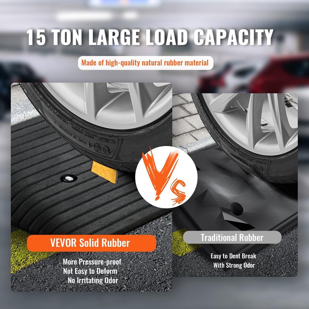 Upgraded Rubber Threshold Ramp, 3" Rise Door Ramp with 1 Channel, Natural Rubber Car Ramp with Non-Slip Textured Surface, 33069 lbs Load Capacity Curb