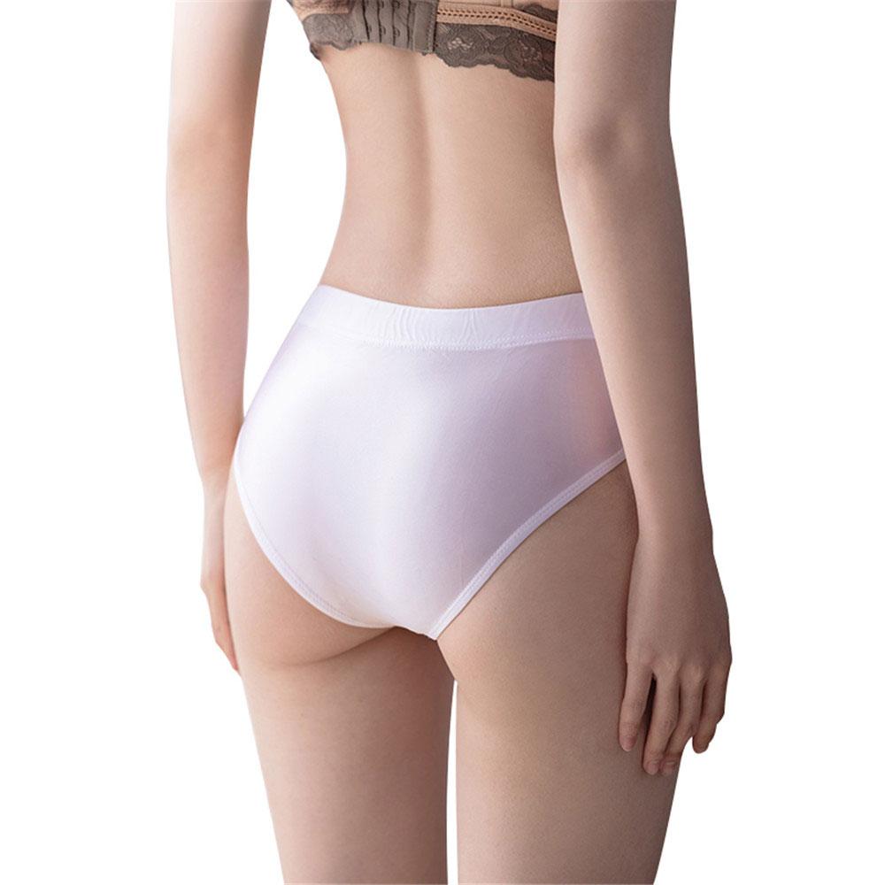 Sexy Smooth Shiny High Waist G-String Sheer See Through Brief Candy Color Elastic T-Back Oil Thong Underwear Erotic Lingerie