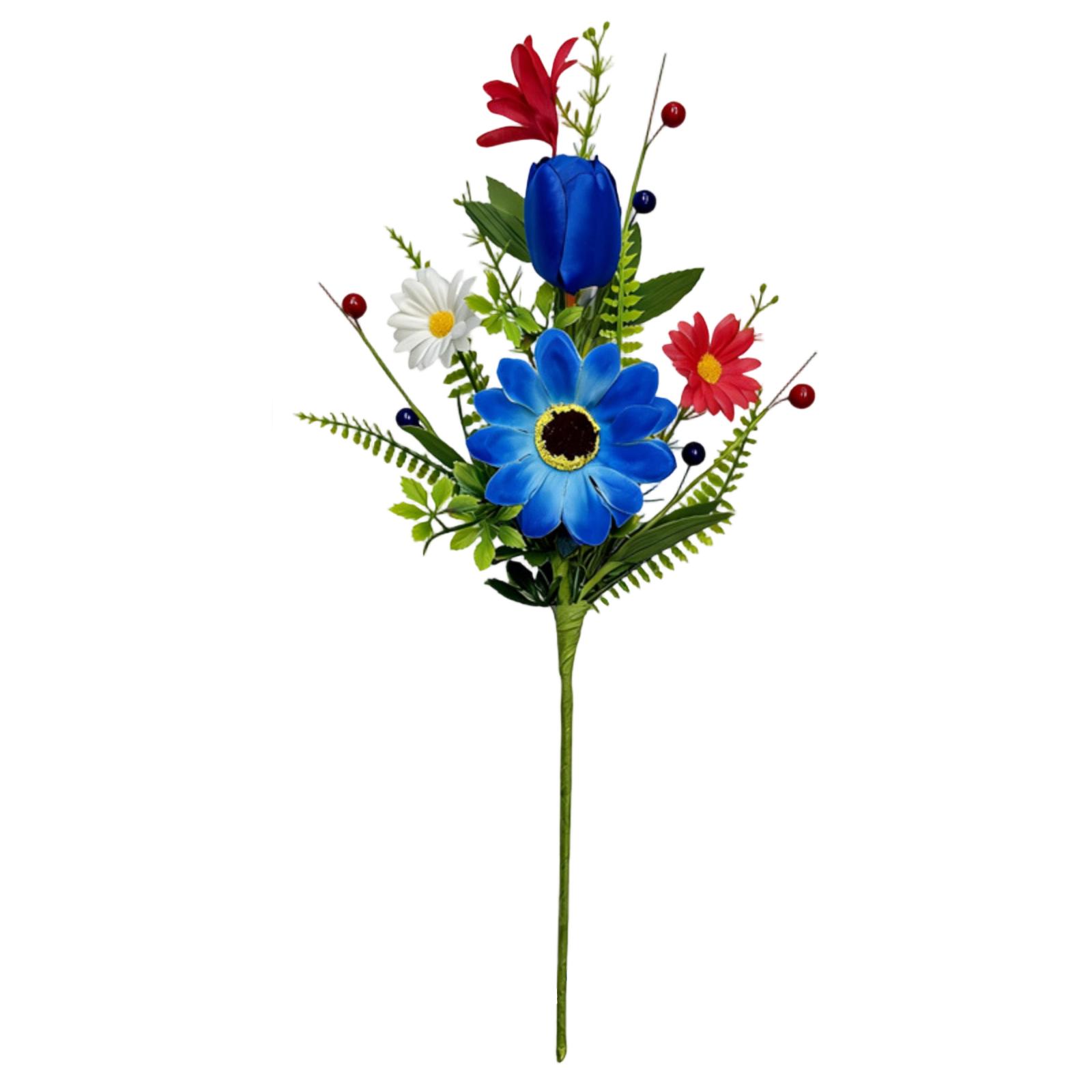 

Patriotic Decorative Floral Stem with Artificial Leaves and Star Accents for Home and Event Decoration Ideal for Seasonal Displays and Craft Projects One Size