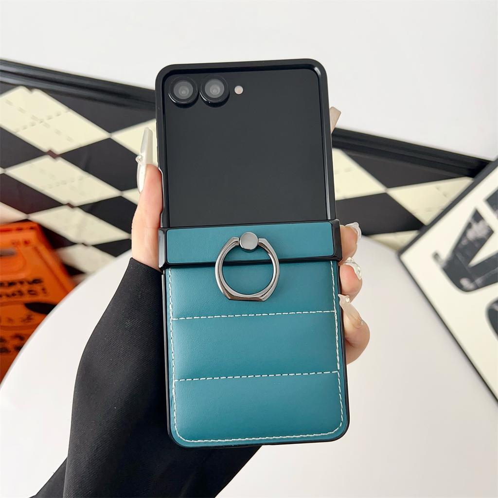 Leder Daunenjacke Handyhülle für Samsung Galaxy Z Flip7 Flip5 Flip6 ZFlip7 6 5 4 3 Flip7 FE Ringhalter Scharnier Schutzhülle