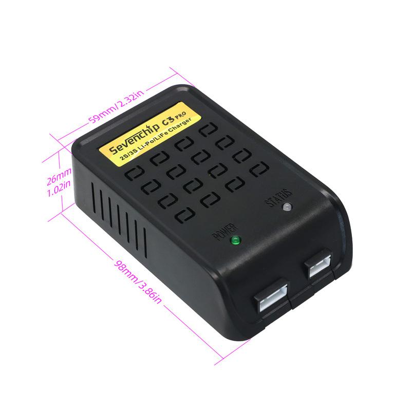 Sevenchip C3 Pro 10W Mini Charging Balance Charger Adapter for RC 7.4V-11.1V 2-3s Lipo Life Battery Remote Control Toy Car