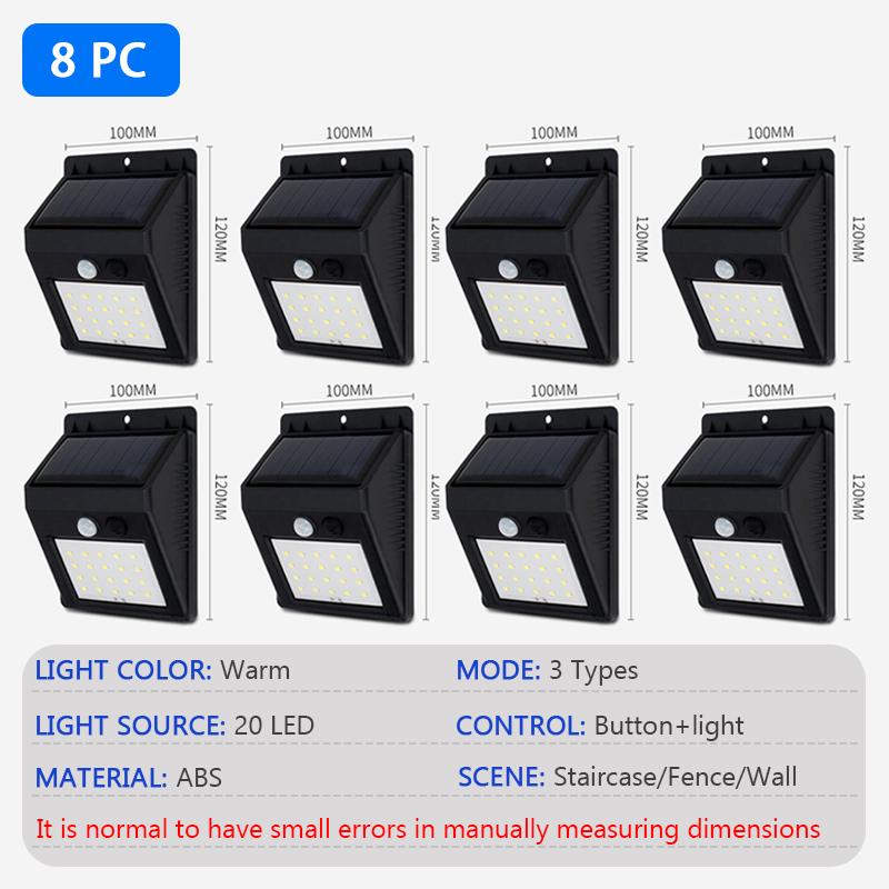 Outdoor PIR Motion Sensors Waterproof Light Modern LED Solar Wall Lamp Courtyard Decoration Lights porch Garden Fence Path Light