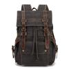 Classic Waxed Canvas & Crazy Horse Leather Backpack - Vintage Style for Outdoor Travel
