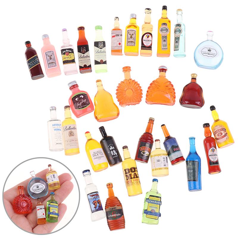 10Pcs 1:12 Dollhouse Miniature Resin Bottle Simulation Wine Bottle For Kids Toy