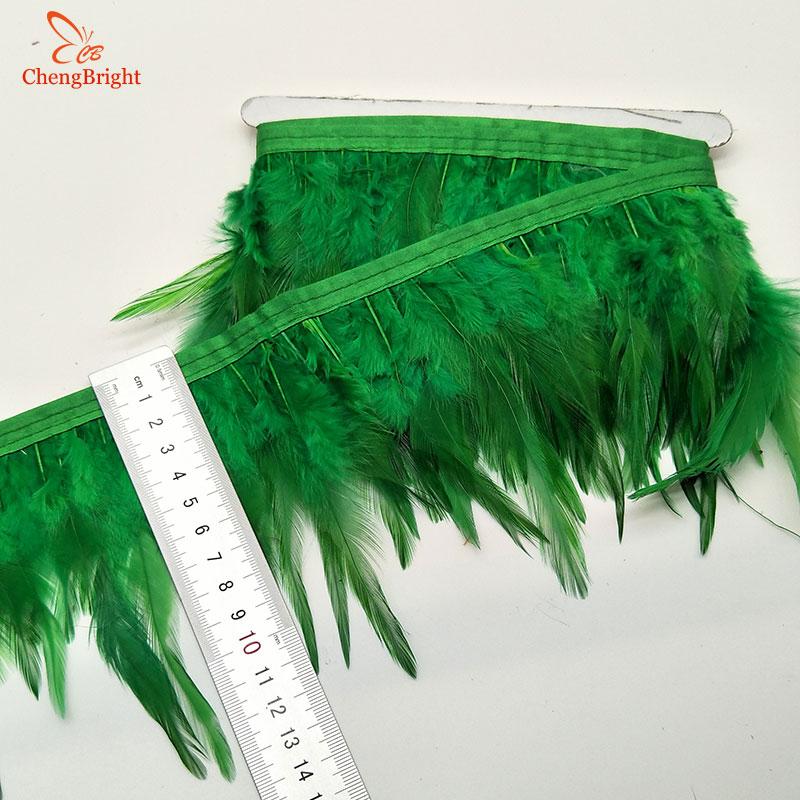 Chengbright  10yards Chicken Cock Feathers Trim Cloth Sideband Chicken Pheasant Feather Trims Clothing Wedding Feather Ribbon A