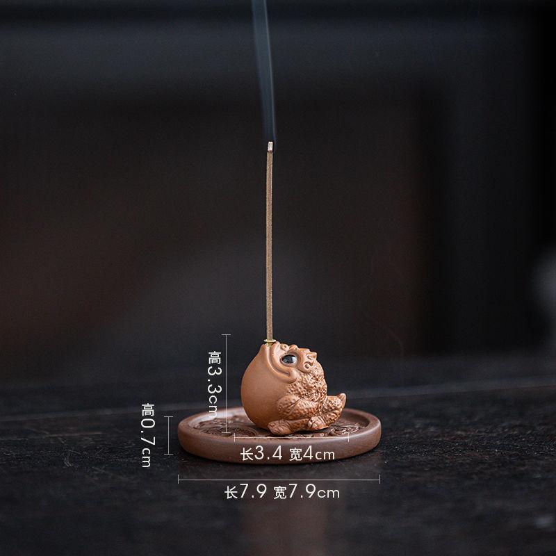 Lucky Purple Sand Mini Golden Toad Line Incense Burner, Indoor Insert Seat Zen Tea Table Desktop Aromatherapy Burner Ornament