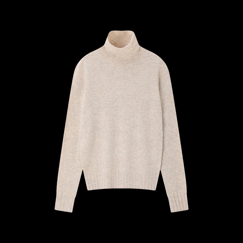 MOHAN YIMEI Women's 100% Lambswool High-Neck Base Layer Sweater