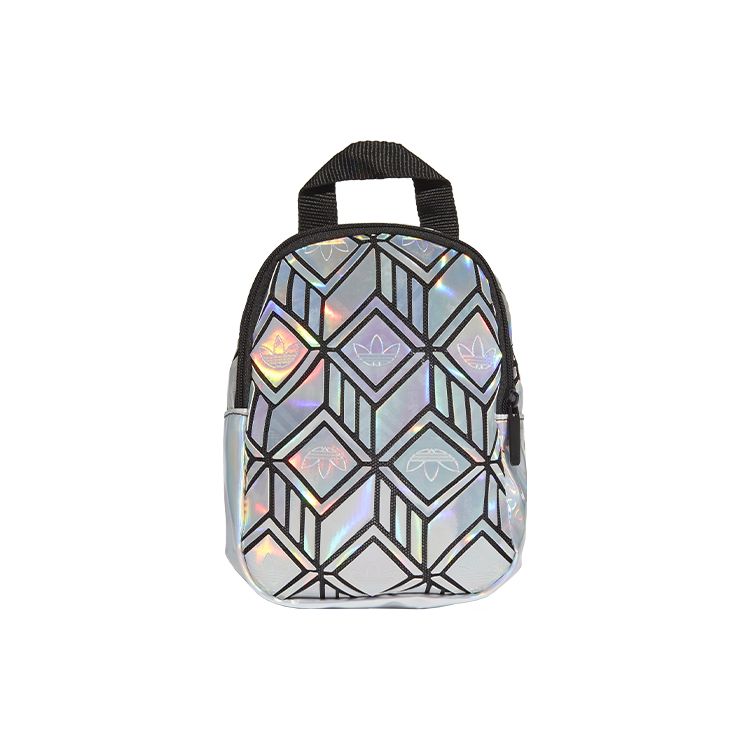 

Adidas Originals 3D Printed Full Logo Laser Polyurethane Faux Leather Backpack Mini Unisex Backpack Iridescent-Silver GE5448 Dazzling Color Silver