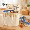 Portable Sewing Kit Holder Canvas Knitting Bag, with Multiple Pockets And Yarn Holes, Storage Organizer for Large Capacity Crochet Organizer,