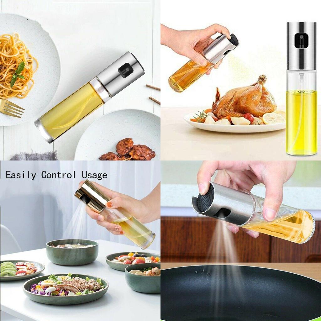 Stainless Steel Kitchen Olive Oil Sprayer Bottle Pump Oil Pot Leakproof Grill