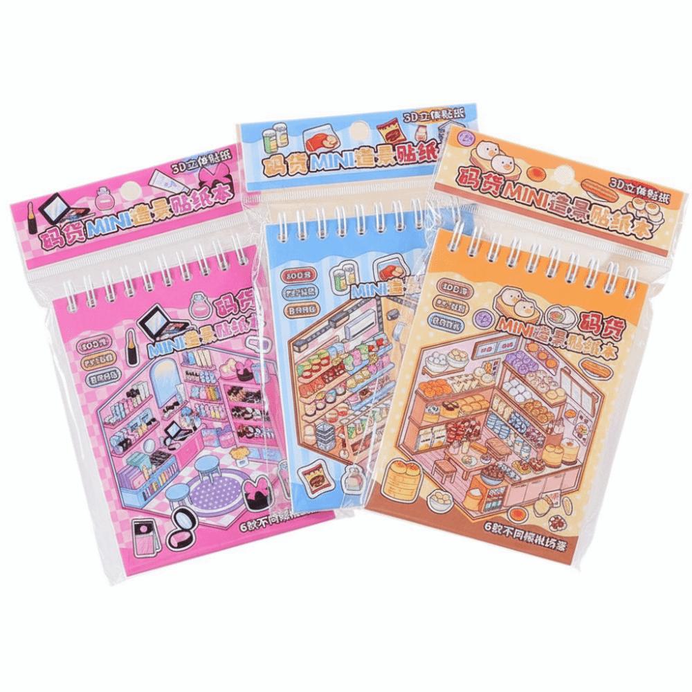 Decorative 3D Landscape Sticker Book Cartoon DIY Cabin Scene Sticker Miniature Scene Collage  Toy