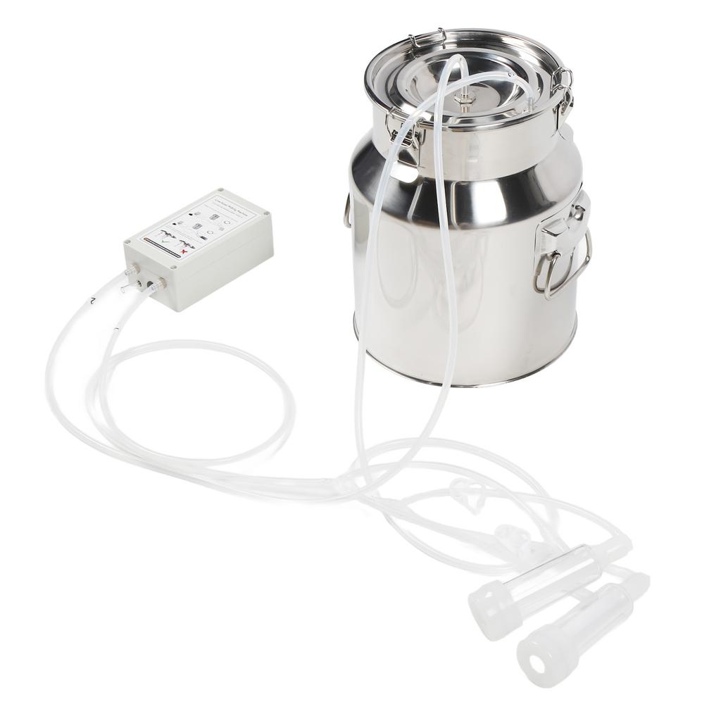 14L Goat Electric Milking Machine Portable Plug In Pulsating Vacuum Pump 304 Stainless Steel Bucket