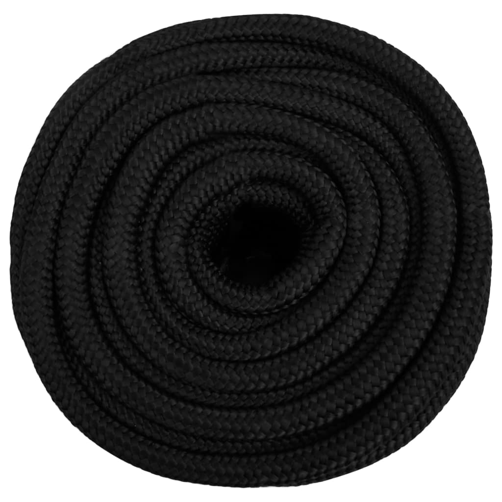 Vidaxl Linka Żeglarska, Czarna Jednolita, 18 Mm, 100 M, Polipropylen