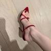 Pointed stiletto back empty sandals sexy open-toed stiletto temperament spring and summer fish mouth high heels wear cool slippers