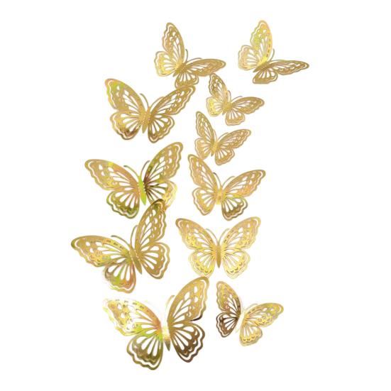 12 шт. 3D-бабочки для декора стен, 3 размера, наклейки-бабочки на стену для декора комнаты, самоклеящиеся съемные наклейки для вечеринки, украшения для торта