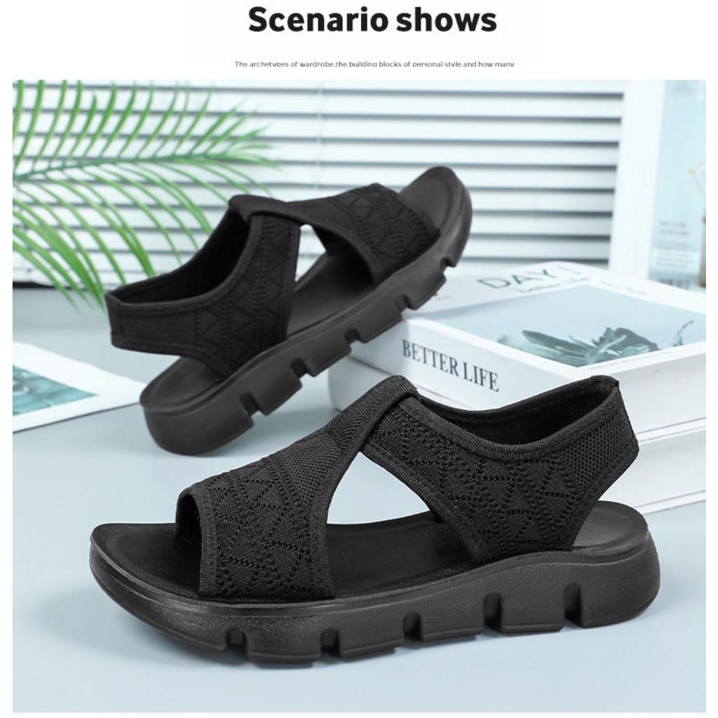 Sandale de vară noi pentru femei, din tricot Flyknit respirabil, cu poliuretan ușor, cu degete libere, răcoroase pentru femei