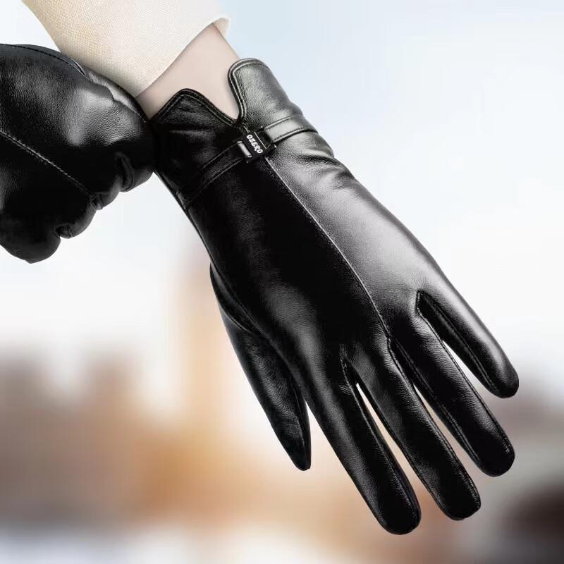 Women's Winter Lined Lambskin Touchscreen Driving Gloves