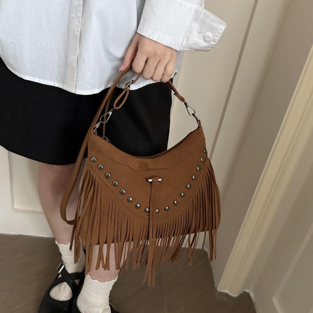 Korean Suede Crossbody Bag Bohemian Style Ethnic Style Handbag Sweet Tassel Shoulder Bag  Girls