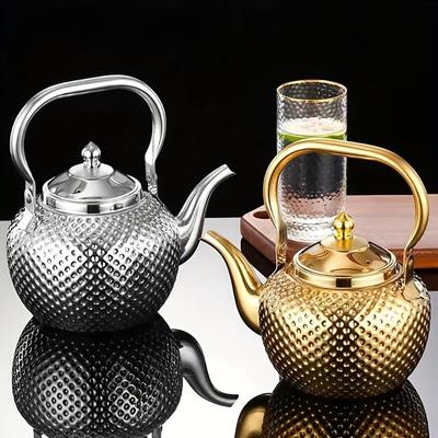 Hammered Middle Eastern Kettle, Teapot, Coffee Pot, Food Grade Stainless Steel Tea/Coffee Pot, Loose Leaf Teapot For Tea, Milk, Coffee