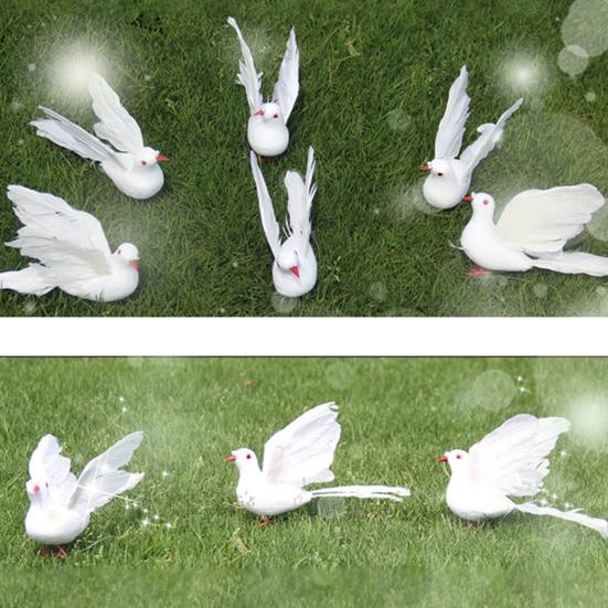 Eye-catching Realistic Looking Delicate Texture Simulation Pigeon Artificial Bird Wedding Party Desktop Statue for Home