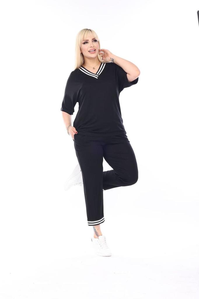 Damski Modny Zestaw Dresowy w Dużym Rozmiarze Odzież Plus Size Super Wygodny Prążkowany Garnitur Nowy Sezon