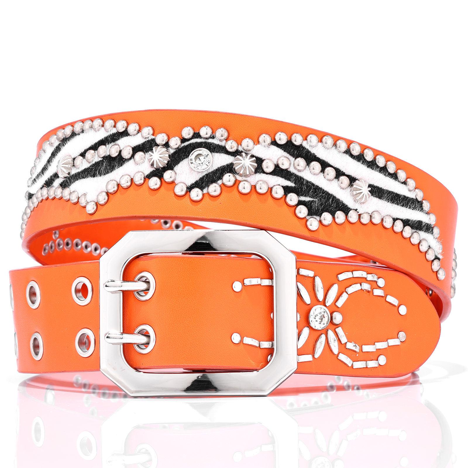 

Manhattan Gothic Western Style Rhinestone Studded Leather Belt 105 cm