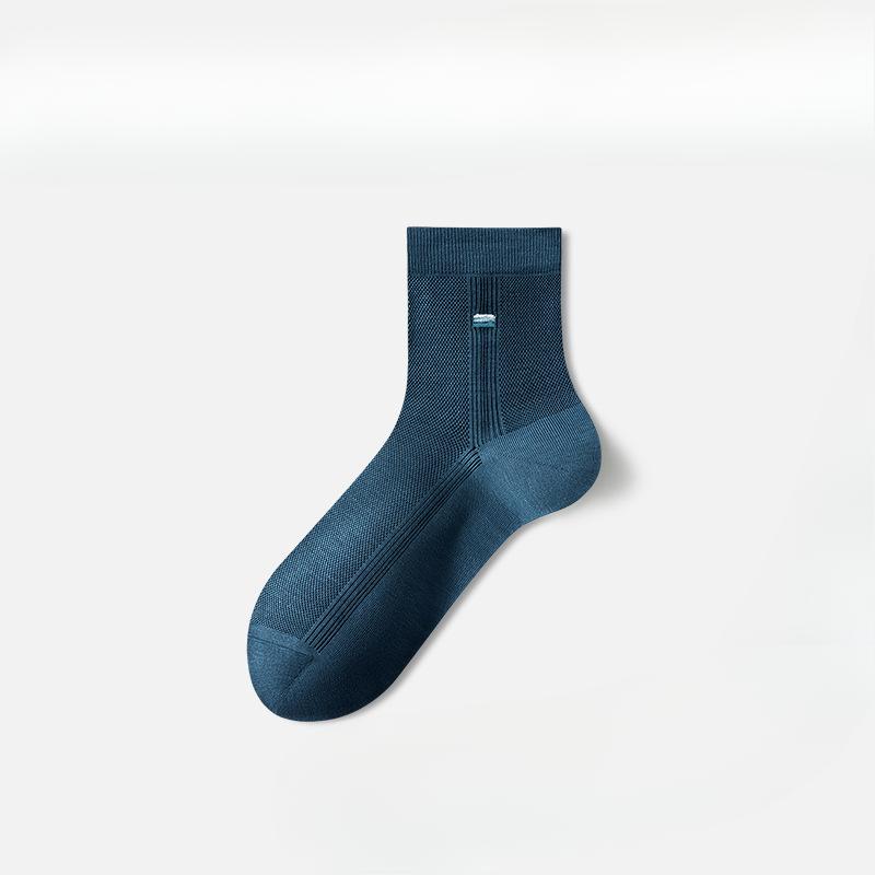 Herren Sommer Dünne Mesh Atmungsaktive und Kühle Bestickte Halbhohe Socken
