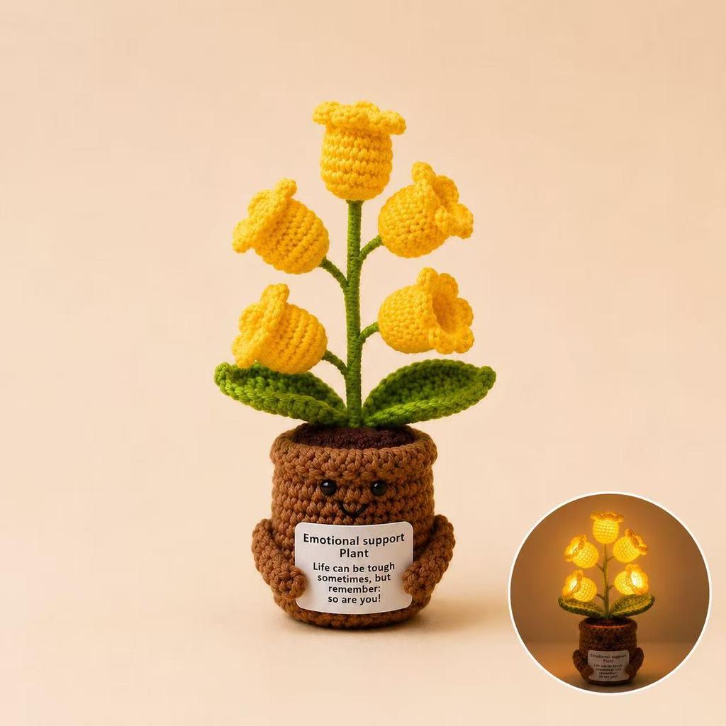 Cross-border Positive Energy Potato Crochet Doll: Humorous Yarn-Knitted Bonsai Ornament and Gift Card