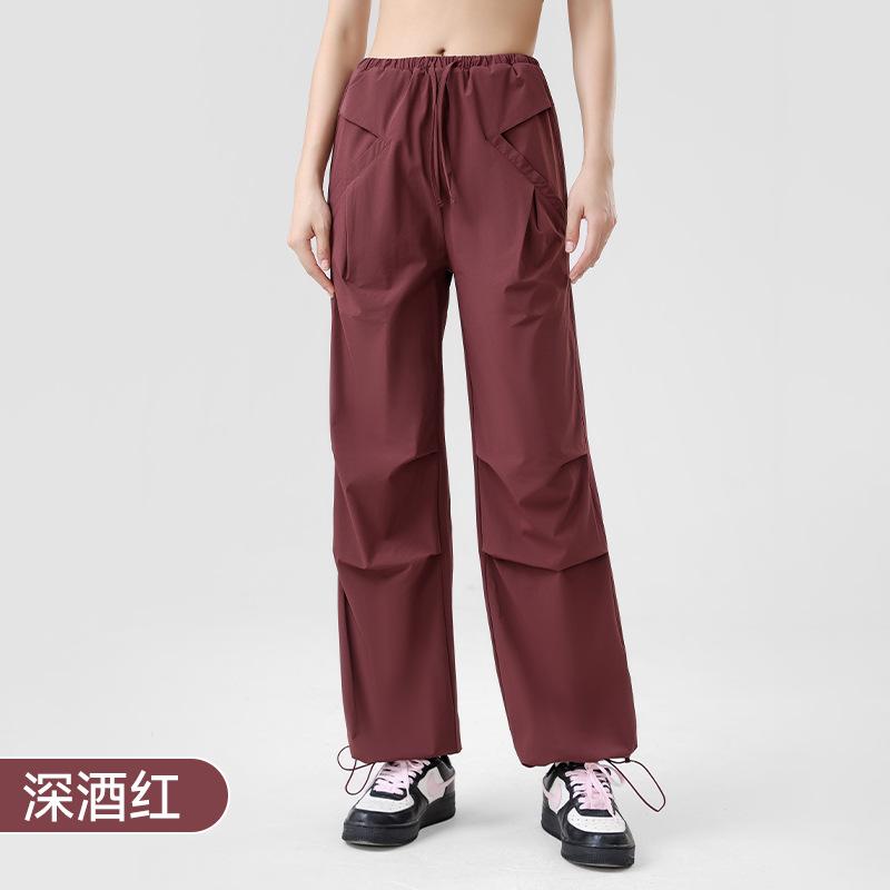 Sweatpants Spring and Summer New Loose Straight Drawstring Overalls Women's Senior Sense Thin Pocket Casual Wide-leg Pants