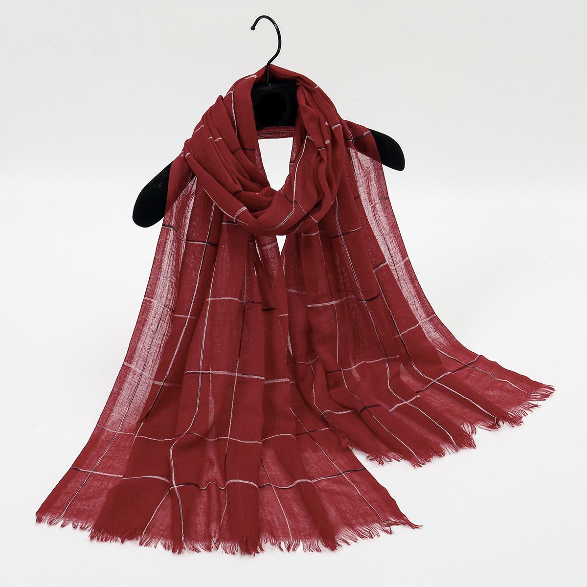 

New Cotton Linen Large Plaid Scarf Spring And Summer Sun Shade Vacation Scarves High Quality Foulard Shawls Scarves