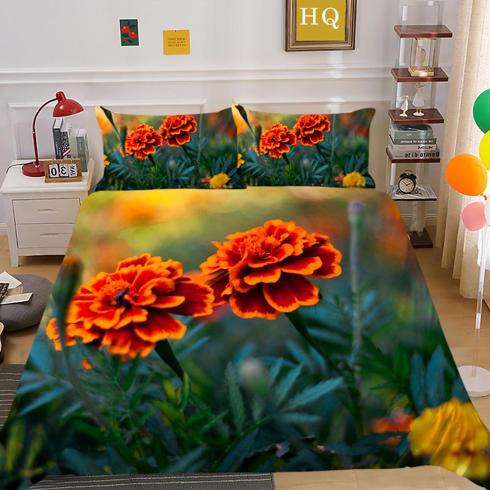 3D Flowers Printing Bedding Cover King Size Polyester Bedspreads Design High Quality Home Bedclothes
