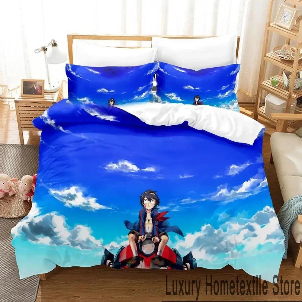 Anime Tengen Toppa Gurren Lagann Bedding Set Duvet Cover Bed Set Quilt Cover Pillowcase Comforter King Queen Size Boys Adult