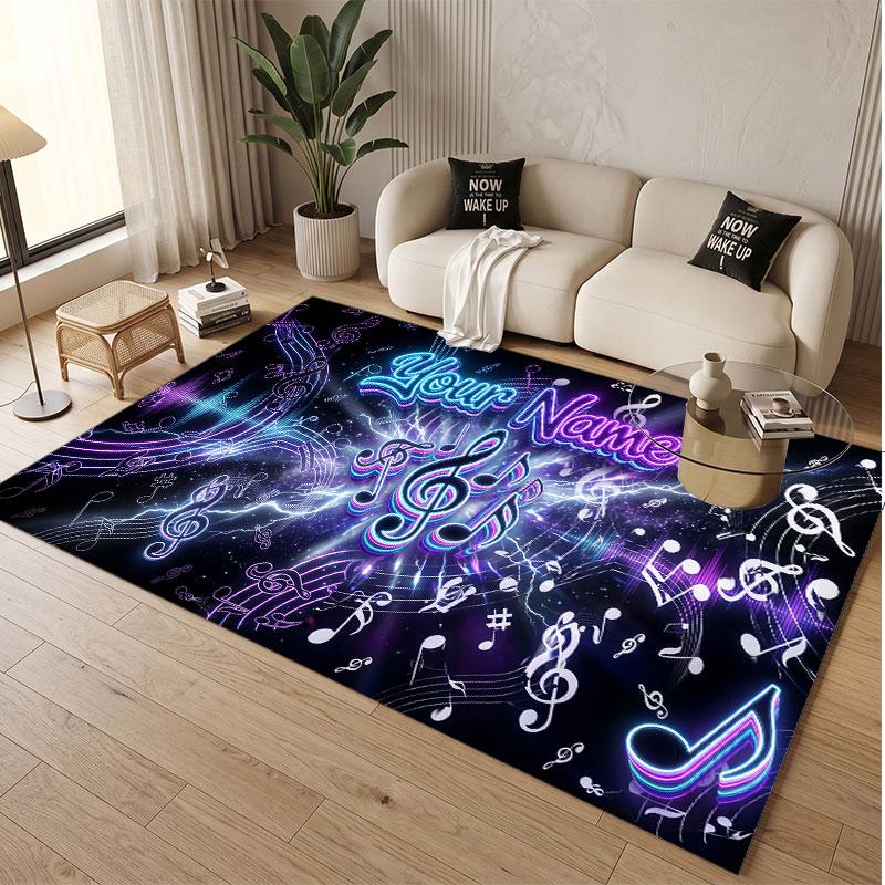 Tappeto in Velluto Morbido di Cristallo Tema Generale Musica Stampa Personalizzata Nome & Testo Tappeto Antiscivolo per Camera da Letto Soggiorno