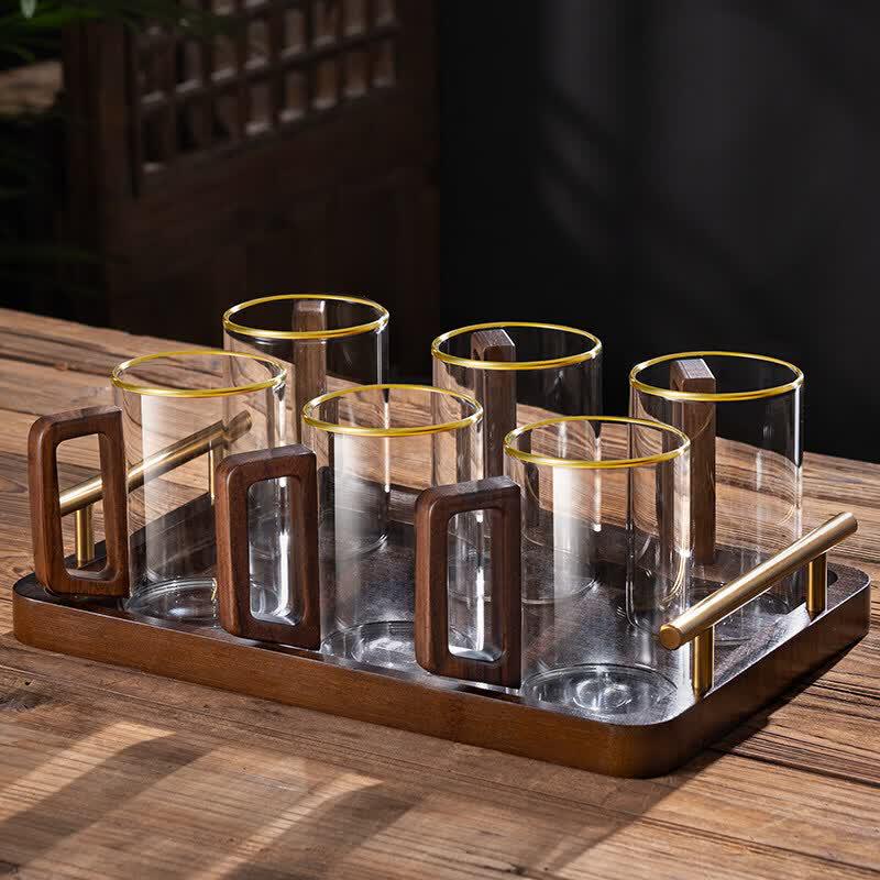 Elegant Chinese Glass Tea Set with Auto Water Dispenser