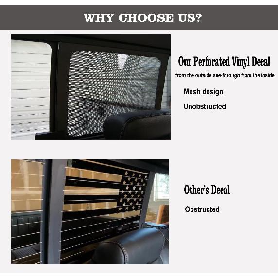 Weißkopfseeadler Aufkleber Hintere Schiebefenster LKW Aufkleber, Schwarze Amerikanische Flagge Heckscheibenaufkleber für LKW Pickup, Patriotische Grafik Vinyl Auto Dekoration