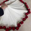 Hand-Knitted Tulip Floral Rose Sofa Throw Blanket